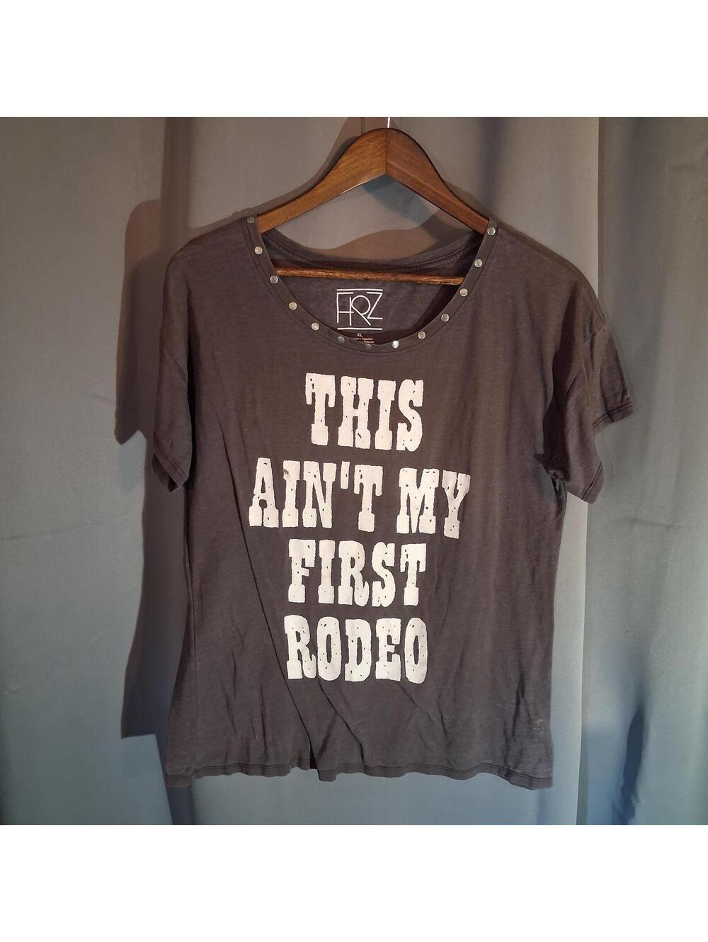 FRZ XL Gray Graphic T-Shirt with Studded Neckline